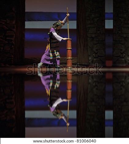 CHENGDU, CHINA - MAY 25: Chinese Modern Dance Drama Red Army\'s flower perform on stage at Xinan theater on May 25, 2011 in Chengdu, China.