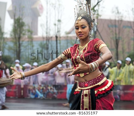 CHENGDU - MAY 29: Sri Lankan folk dancer performs traditional dance in the 3rd International Festival of the Intangible Cultural Heritage.May 29, 20011 in Chengdu, China.
