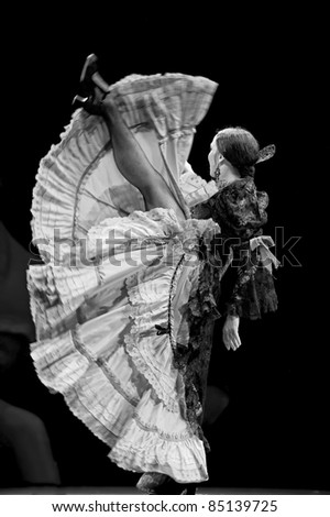 CHENGDU - DEC 28: Spanish dancing girl performs the Flamenco Dance onstage at JINCHEN theater on Dec 28, 2008 in Chengdu, China.