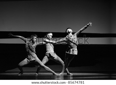 CHENGDU - MAY 25: Chinese Modern Dance Drama Red Army\'s flower perform on stage at Xinan theater on May 25, 2011 in Chengdu, China.