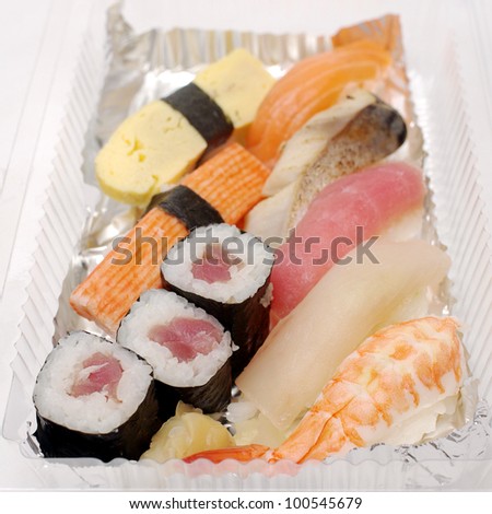Sushi in plastic box , Food for take home
