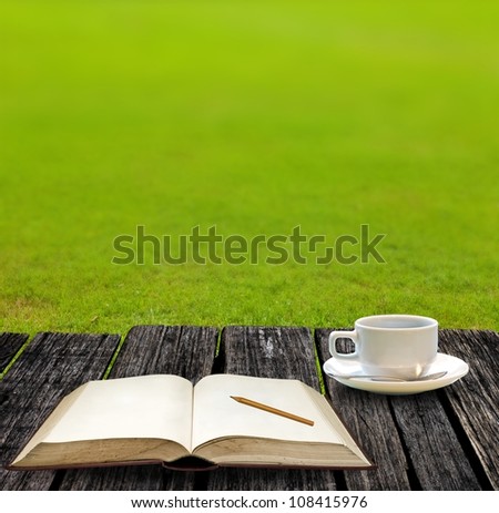 Rest for write on note book and drink hot coffee on garden