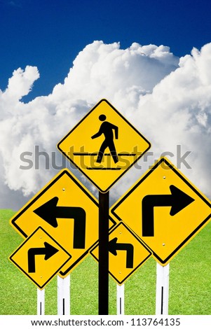 Confused road sign with outdoor background