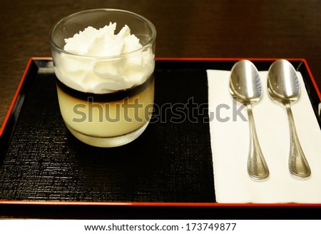 Pumpkin pudding dessert in Japanese style