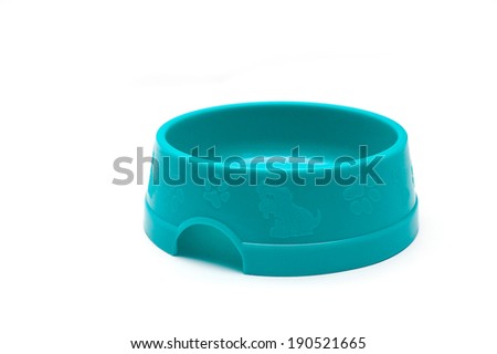 Blue pet bowl for animals isolated on white  (dog bowl, pet food bowl)
