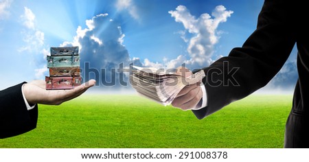 Businessman buy the travel package concept