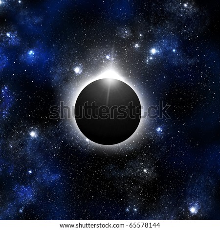 Diamond ring of solar eclipse with Orion background