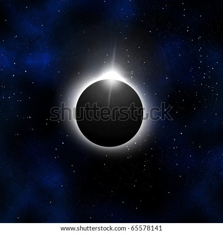 Diamond ring of solar eclipse with space background