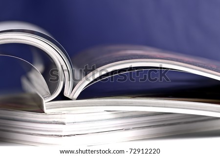 Open book blue background