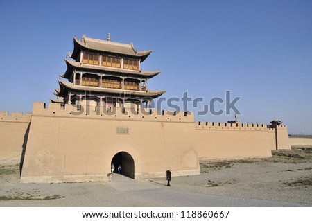 Jiayuguan, is the Ming dynasty Great Wall\'s west end beginning, is the Ming dynasty Great Wall built along the most spectacular scale, save the most intact degree a ancient military castle