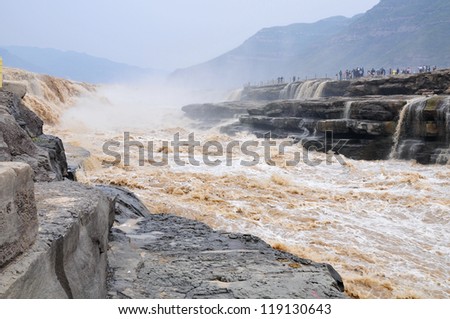 the yellow River and Hukou waterfalls