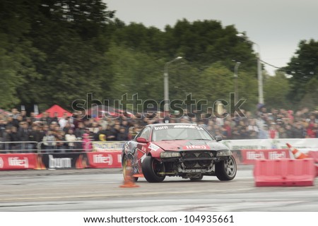 MINSK, BELARUS  JUNE 02:  Maxim Tvardovsky, EE-Team Russia, Nissan Skyline R34  participate in Round 1 Eastern European Drifting Championship, 2 June 2012  in Minsk, Belarus.