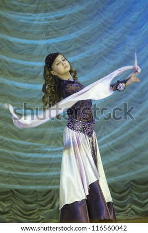MINSK, BELARUS OCTOBER 20: Goreglyad Elizabeth participates with oriental dance \
