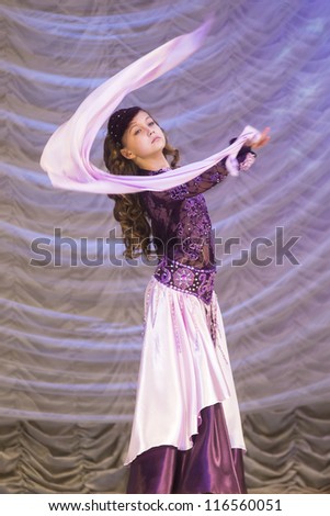 MINSK, BELARUS OCTOBER 20: Goreglyad Elizabeth participates with oriental dance \
