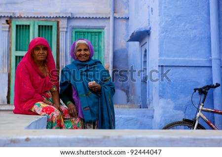 JODHPUR, INDIA - JANUARY 28:Unidentified Indian women  on January 28, 2011 in Jodhpur, India. Jodhpur is know as the blue city.