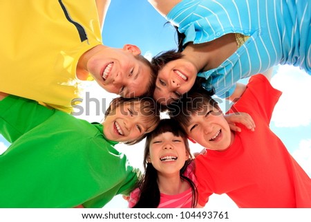 Happy children in circle