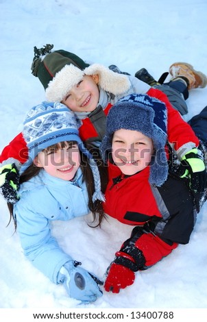 stock photo : Children playing in snow