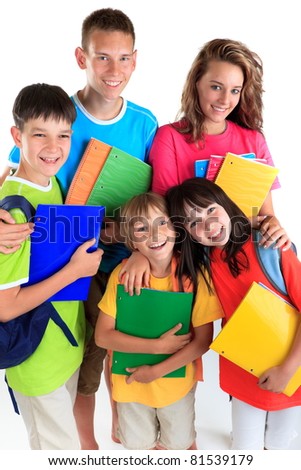 Five happy students