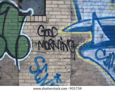 stock photo good morning graffiti words