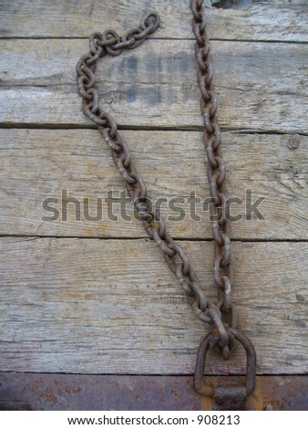 linked chain on wood