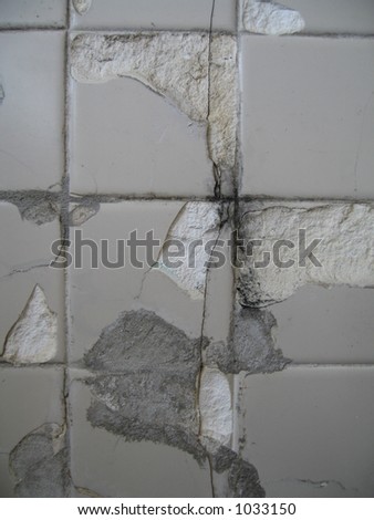broken tiles in bathroom
