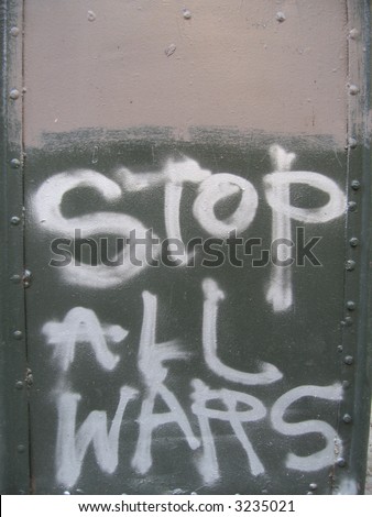stock photo stop all wars graffiti words