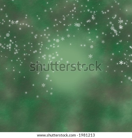 stock photo : Green digital backdrop with snowflakes and copy-space.