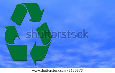 Simply clean recycle symbol on clouds.