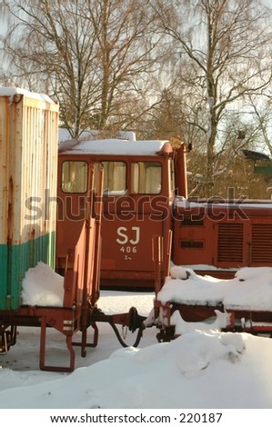 Old train station in the middel of Sweden. Not in use. Coverded with snow,