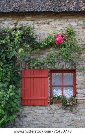 Old house window in Kerhinet, Bretagne - Loire Atlantique, France