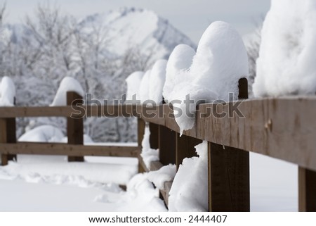 wooden fence in snow field