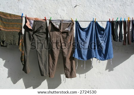 Washed clothes drying in the sun