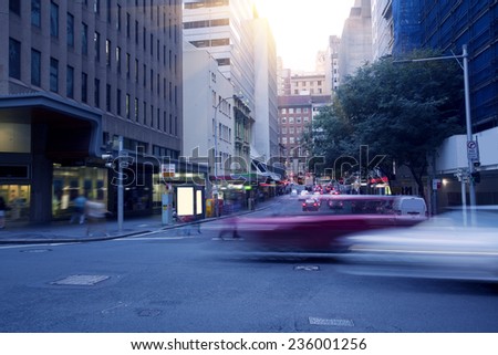 Sydney city, a busy city road