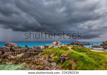 Severe Thunderstorm at Tobacco Bay Beach in St. George\'s Bermuda
