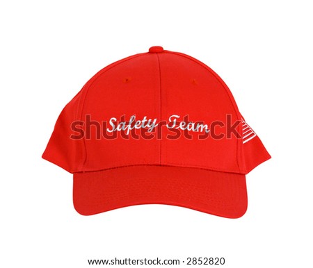 A red hat or cap with the words 