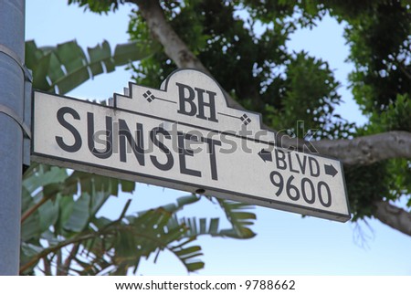 sunset blvd sign in beverly hills ca