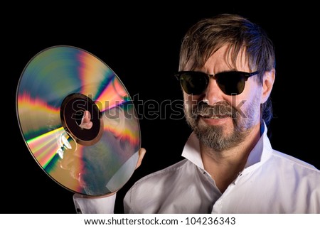 Lover of music with the retro laser disc.