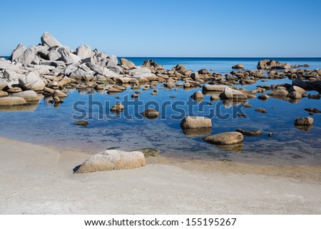 Wild rocky sea coastline. Japan sea.
