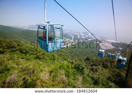 Cableway in the suburbs of Dalian. East China.