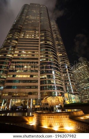 HONG KONG - SEPTEMBER 30, 2011: Exchange Square and Two Exchange Square in Central district. Hong Kong Stock Exchange (SEHK) is located in the this building. It is Asia\'s second largest stock exchange