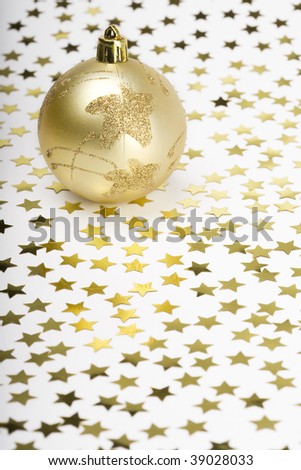 Christmas Ball and gold decoration stars