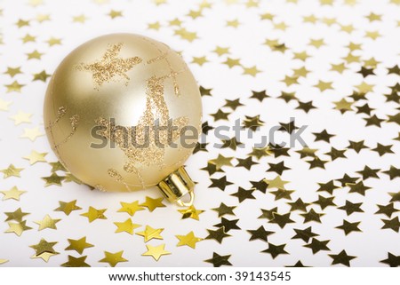 Gold decoration Christmas Ball and stars