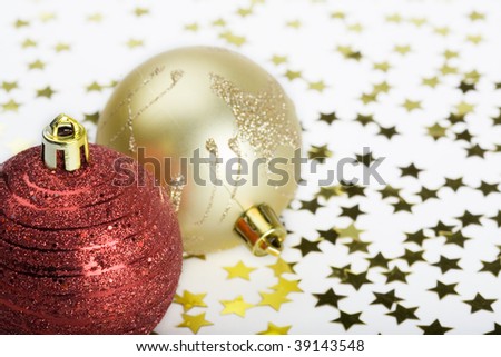 Gold decoration Christmas Ball and stars