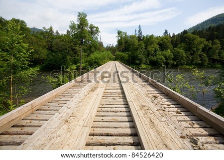 Wooden bridge across for vehicles