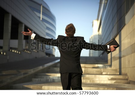 Freedom - Business man - arms outstretched