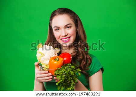 young woman with healthy food. woman on a diet