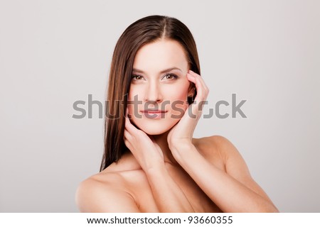 Young and beautiful brunette with clean face