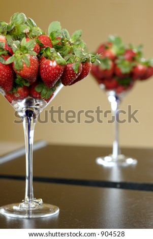red strawberries in a martini glass