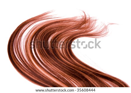long red hair style on white isolated background