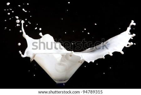 white milk splash on black background
